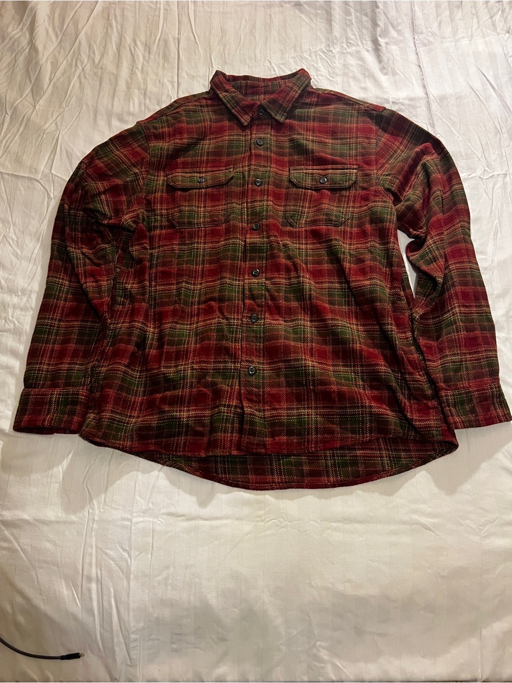 Orvis Red and Green Plaid Long-Sleeve Button-Down Shirt